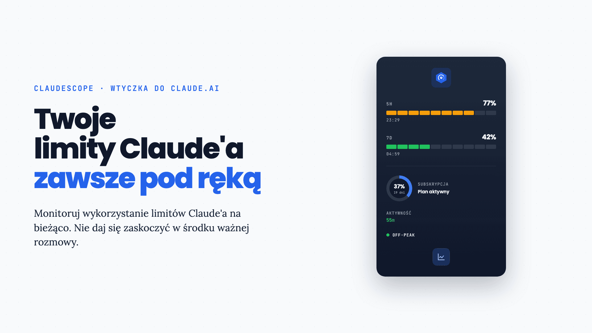 ClaudeScope: twoje limity Claude'a zawsze pod ręką